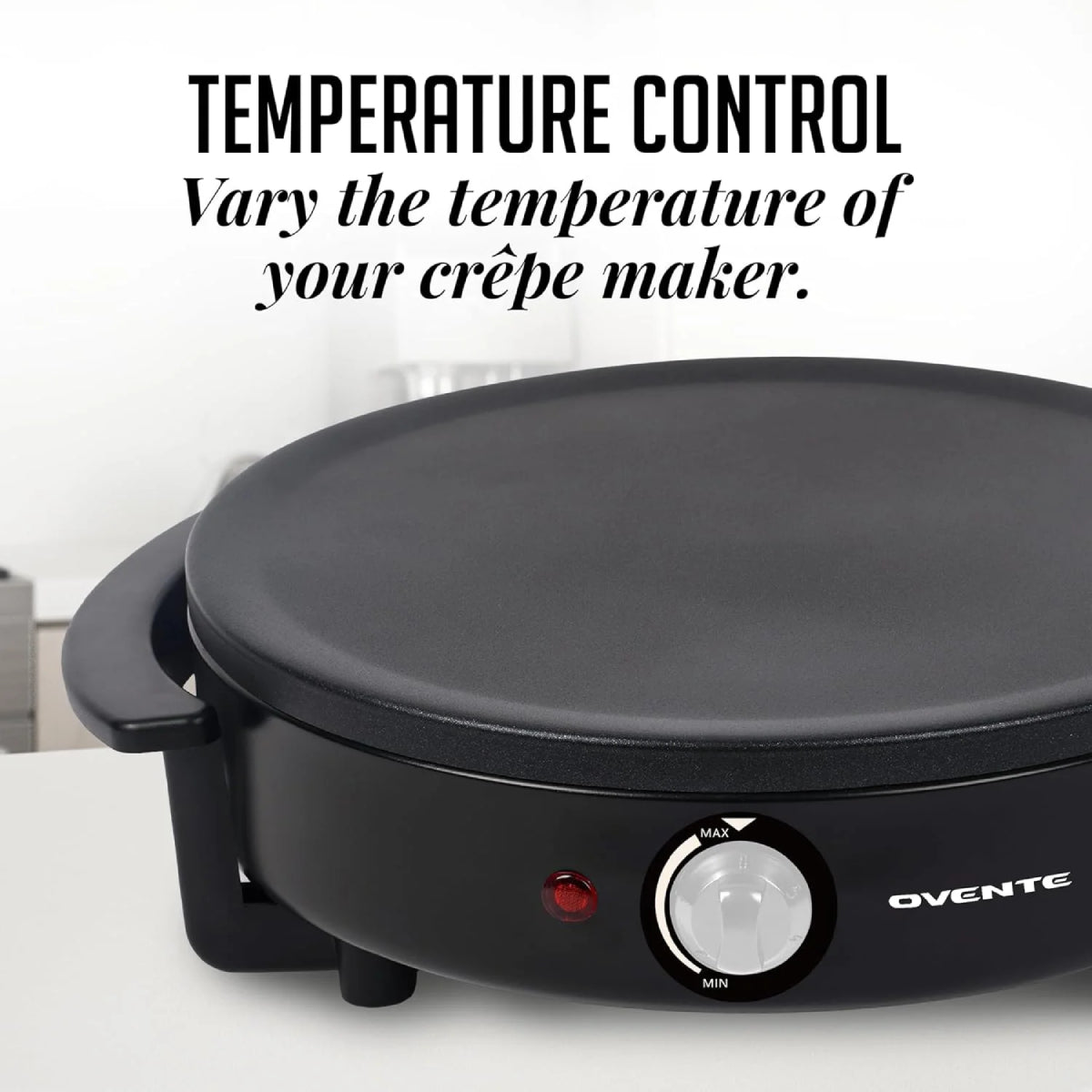 Ovente CRM1122B Electric Crepe Maker and Pancake Griddle Cooktop - Black