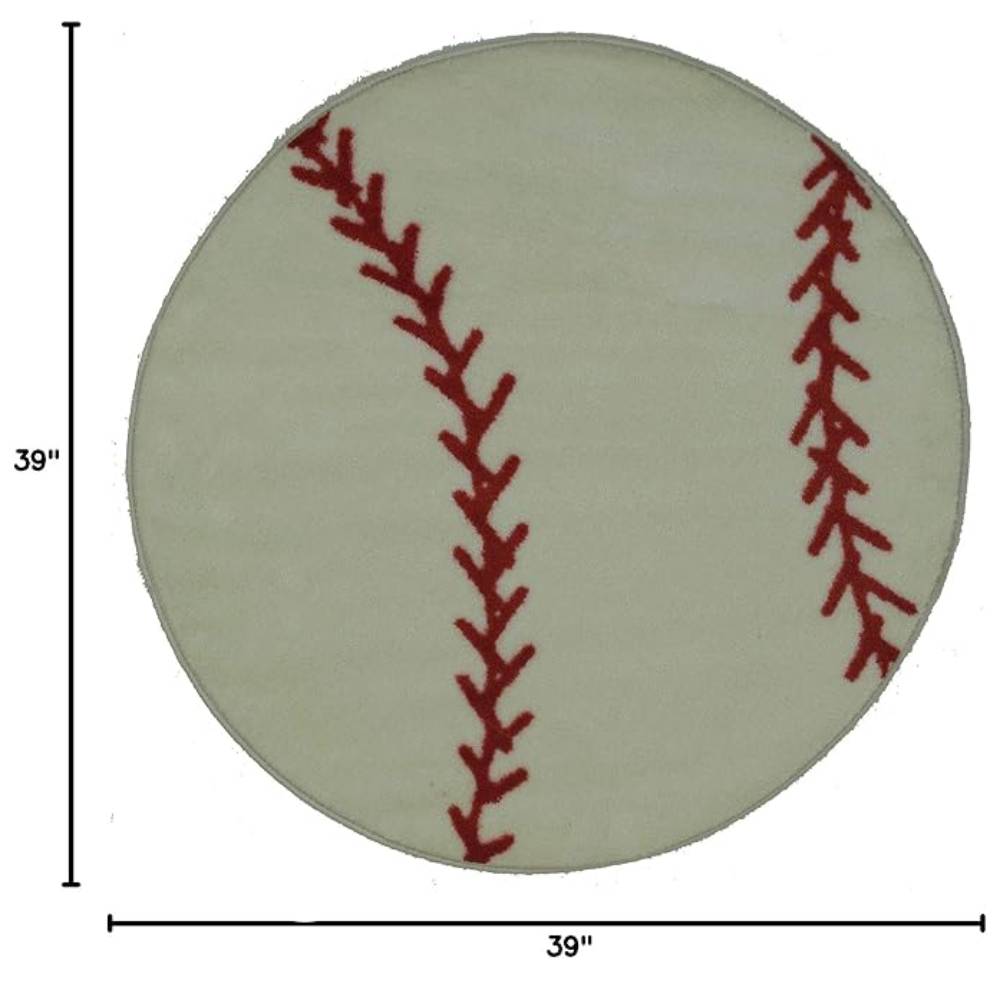 L.A Rugs 3'3" x 3'3" Fun Time Baseball Round Area Rug - Green