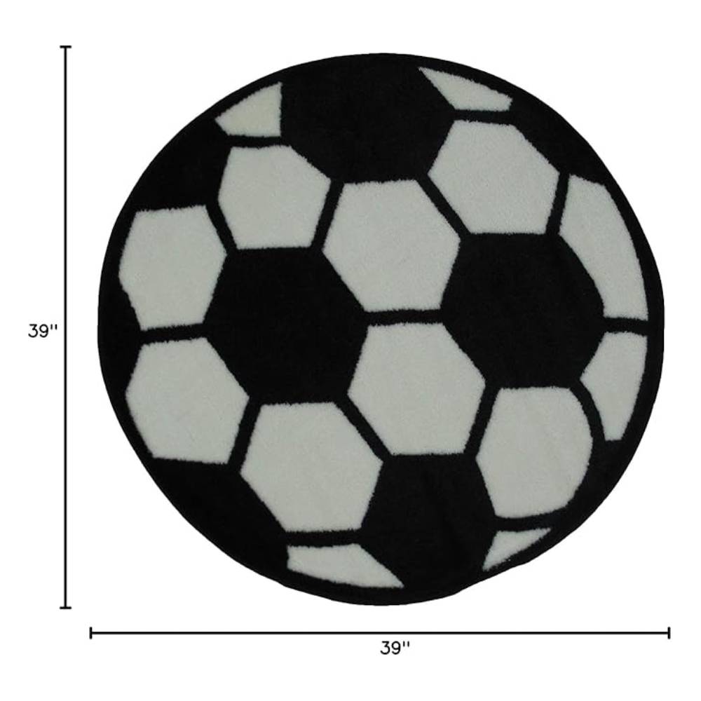L.A Rugs 3'3" x 3'3" Fun Time Soccerball Round Rug - Black/Gray