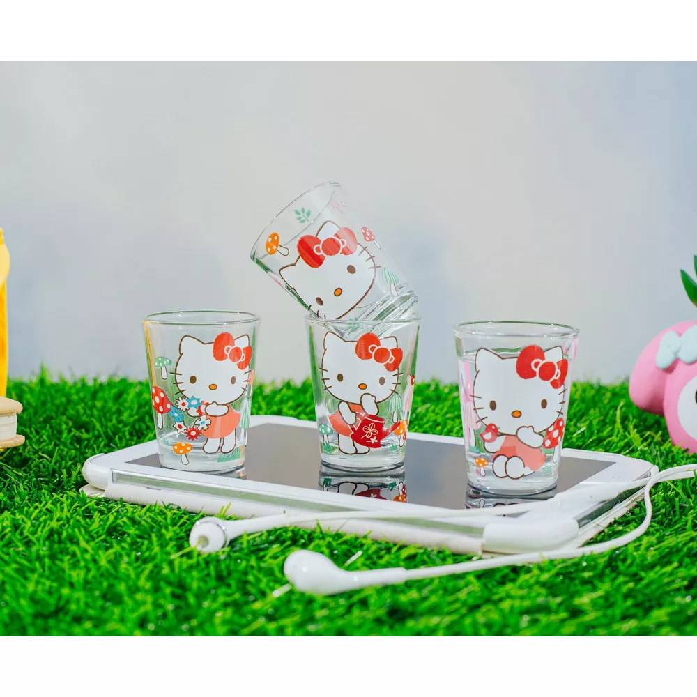 Sanrio Hello Kitty Mushrooms 2 oz Mini Shot Glasses (Set of 4) - Multicolor
