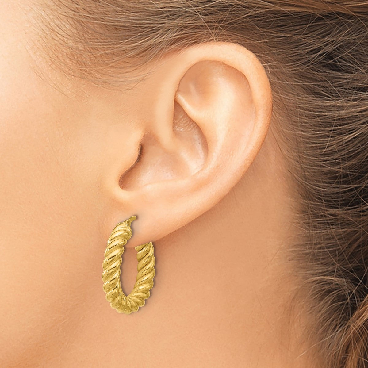 14K Leslie's Women's 5mm Twisted Hoop Earrings in 14K Yellow Gold