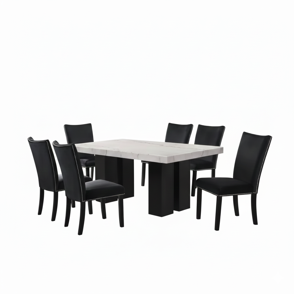 Bundle: Finland Dining Set + Kelley Sectional Sofa by Best Home - Black