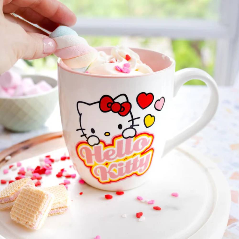 Sanrio Hello Kitty 18 oz Hearts Ceramic Mug - White