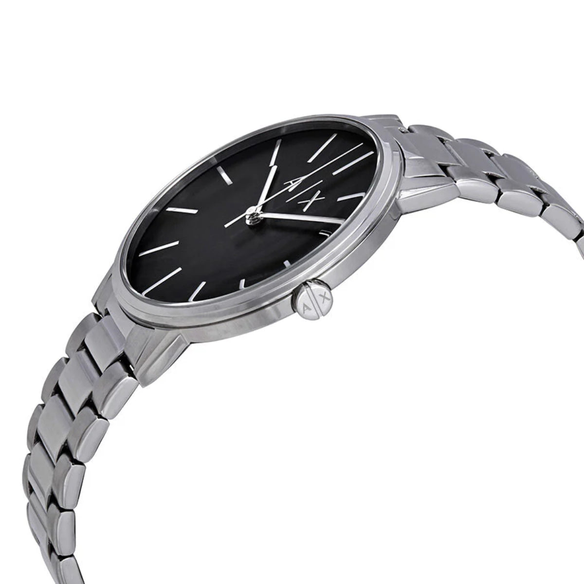 Armani Exchange Cayde Men's 42mm Silver Bracelet Watch - Black Dial