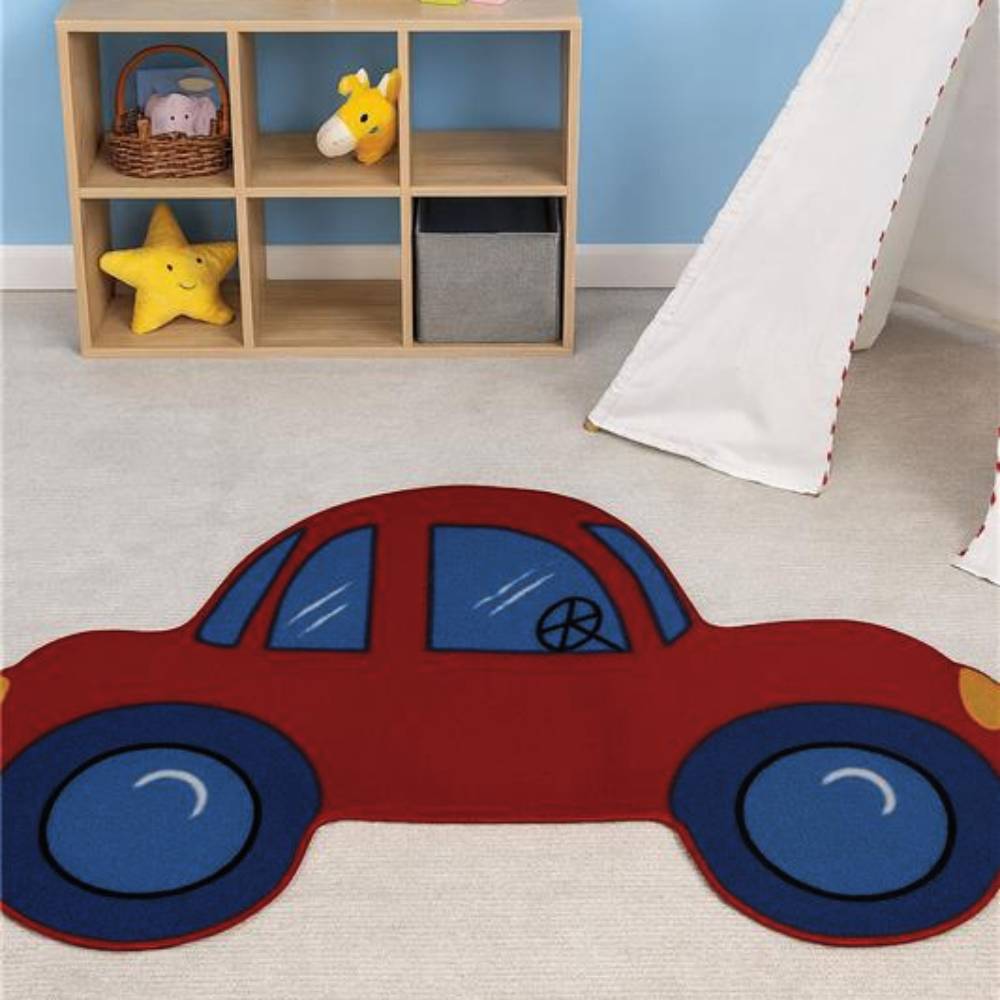 L.A Rugs 3'3" x 4'10" Fun Time Car Cut Area Rug - Red