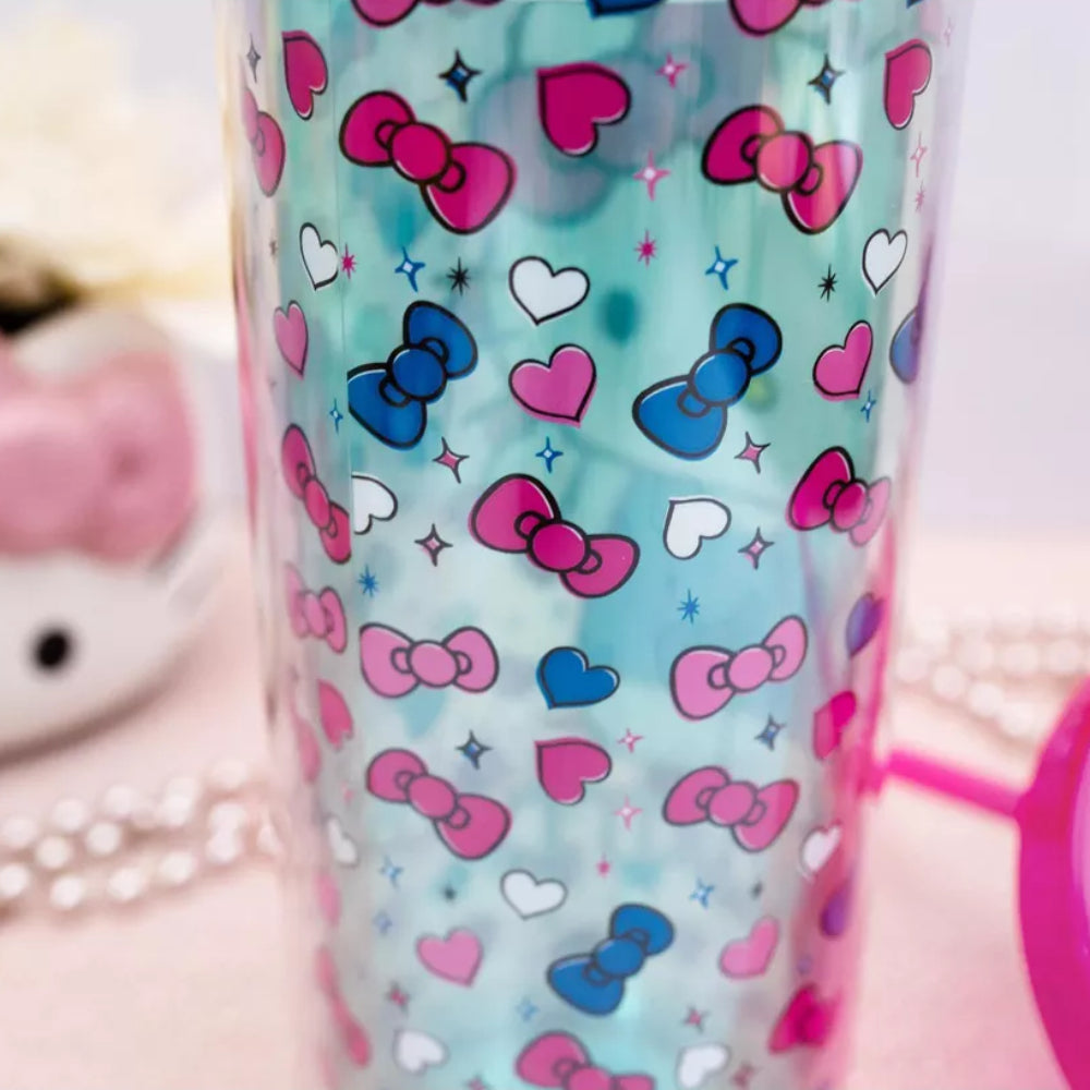 Sanrio Hello Kitty Bows and Hearts 20 oz Carnival Cup with Lid and Straw - Multicolor