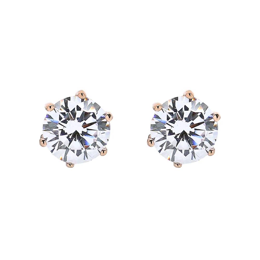 Anna Zuckerman Anastasia 19 Women's 4 ct. Diamond Crystalline 6 Prong Studs in 18K Rose Gold- Plating over 925 Sterling Silver