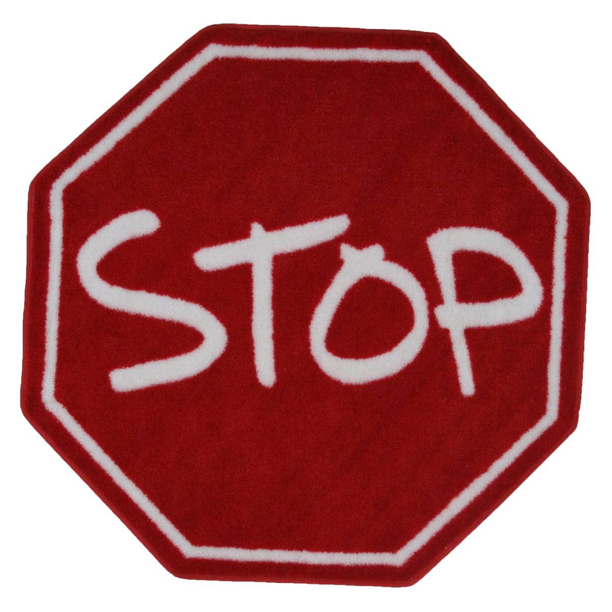 L.A Rugs 3' 3" x 3' 3" Fun Time Stop Sign Cut Area Rug - Red