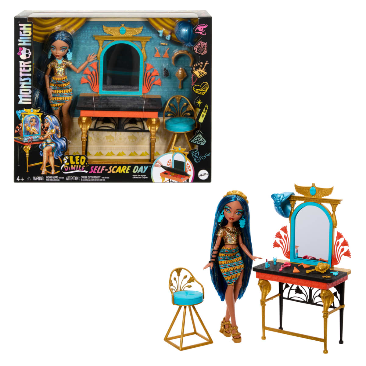Monster High Cleo de Nile Doll Self-Scare Day Playset with Vanity Accessories