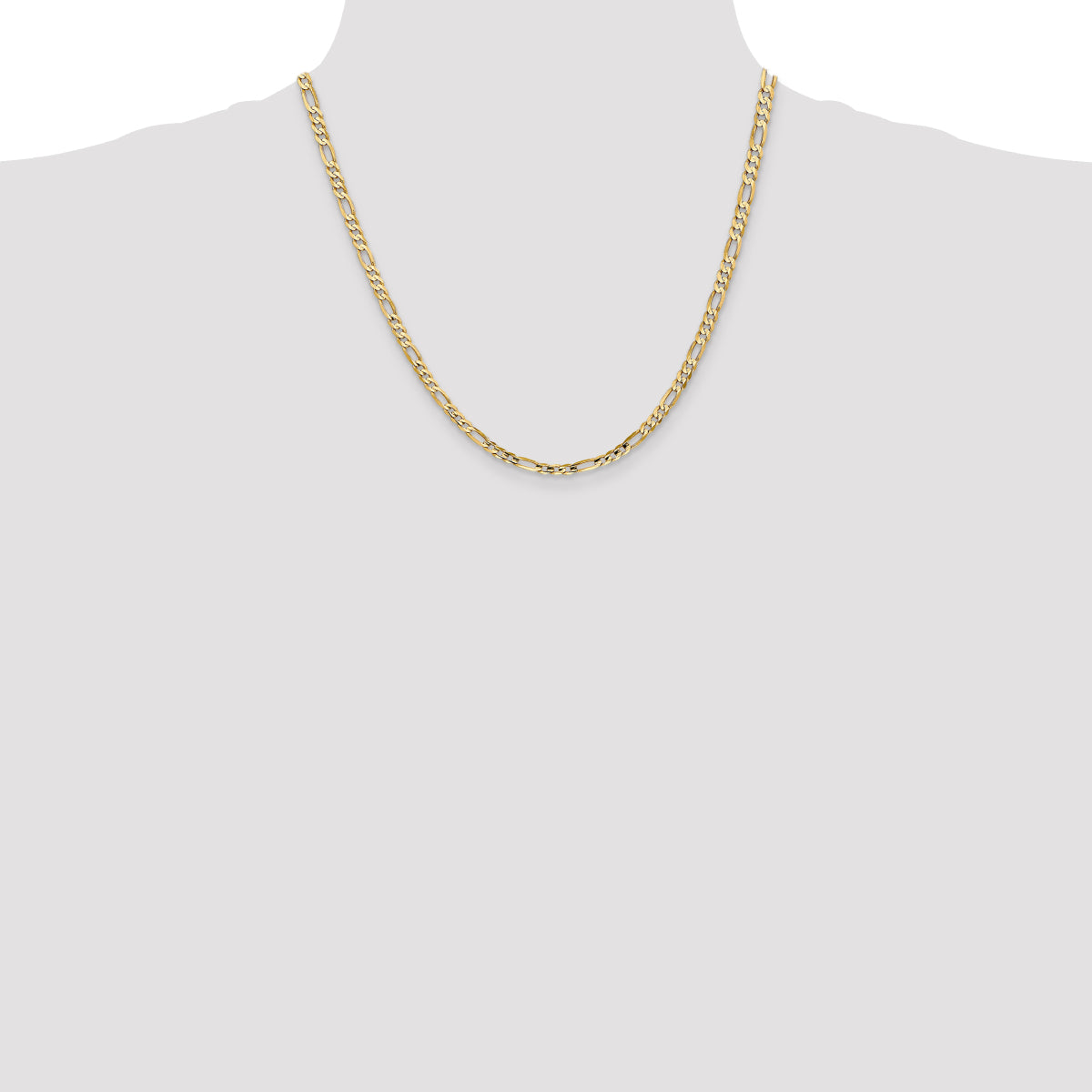 14K Unisex 24" Concave Open Figaro Chain in 14K Yellow Gold