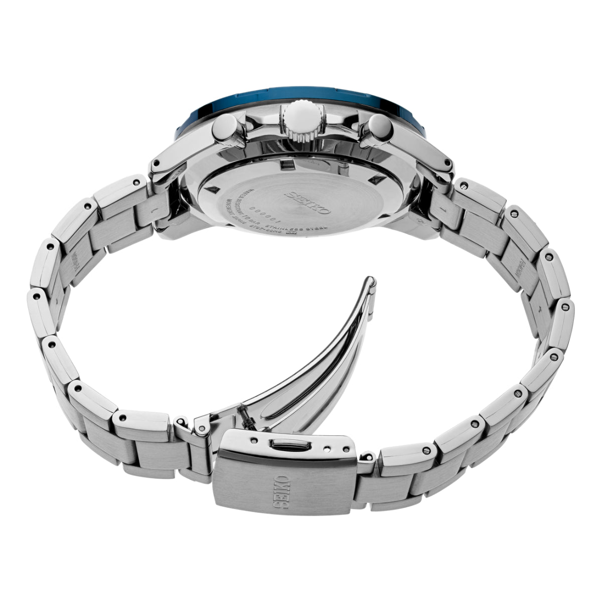 Seiko Essentials Men's 43.9mm Silver-Tone Bracelet Watch - Blue Dial