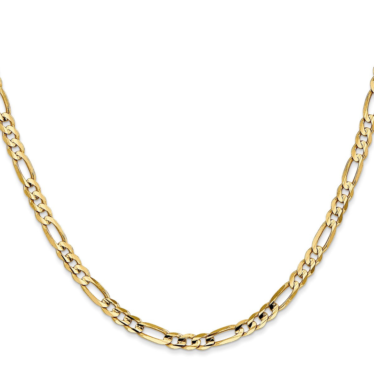 14K Yellow Gold Unisex 20" Concave Open Figaro Chain