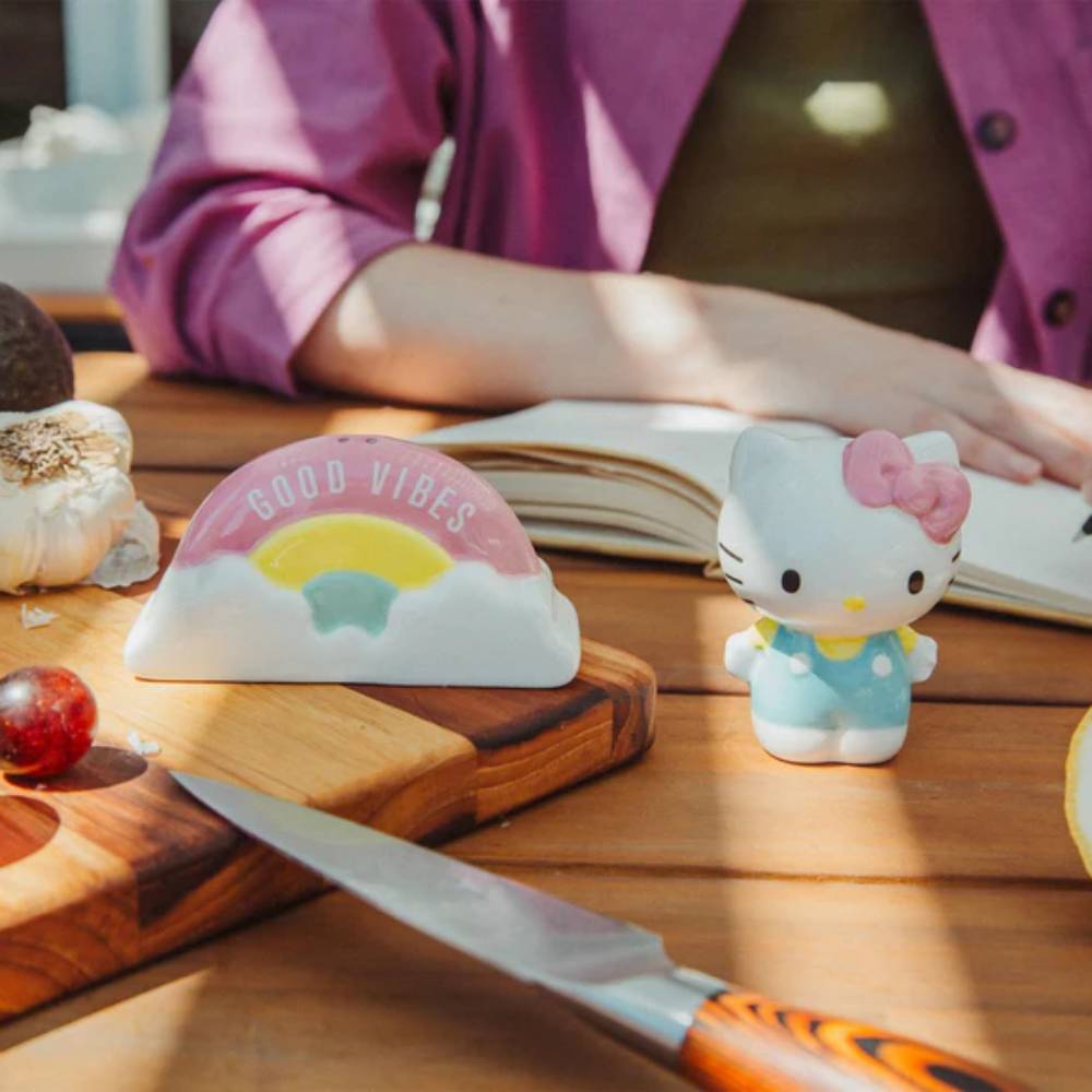 Sanrio Hello Kitty Rainbow 3" Ceramic Salt and Pepper Shaker Set (2-Pieces)