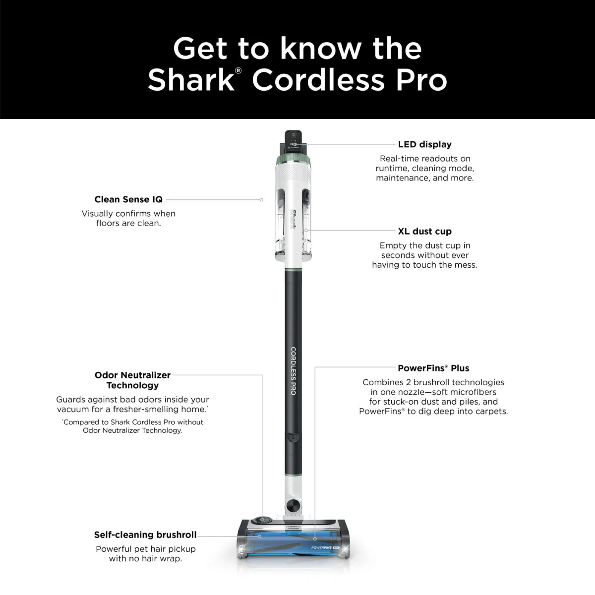 Shark Pro Cordless Stick Vacuum with Clean Sense IQ Technology