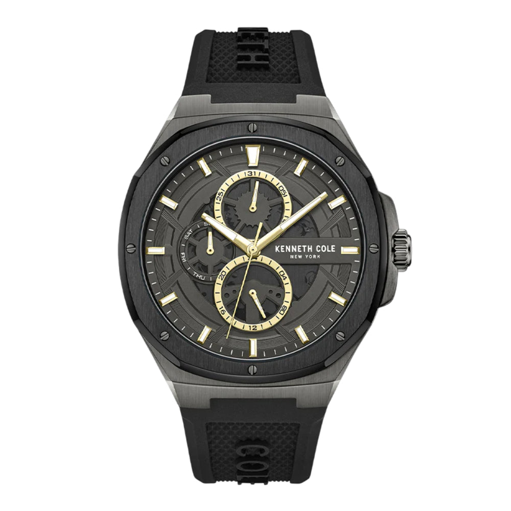 Kenneth Cole New York Dress Sport Men's 43mm Black Strap Watch - Gunmetal dial