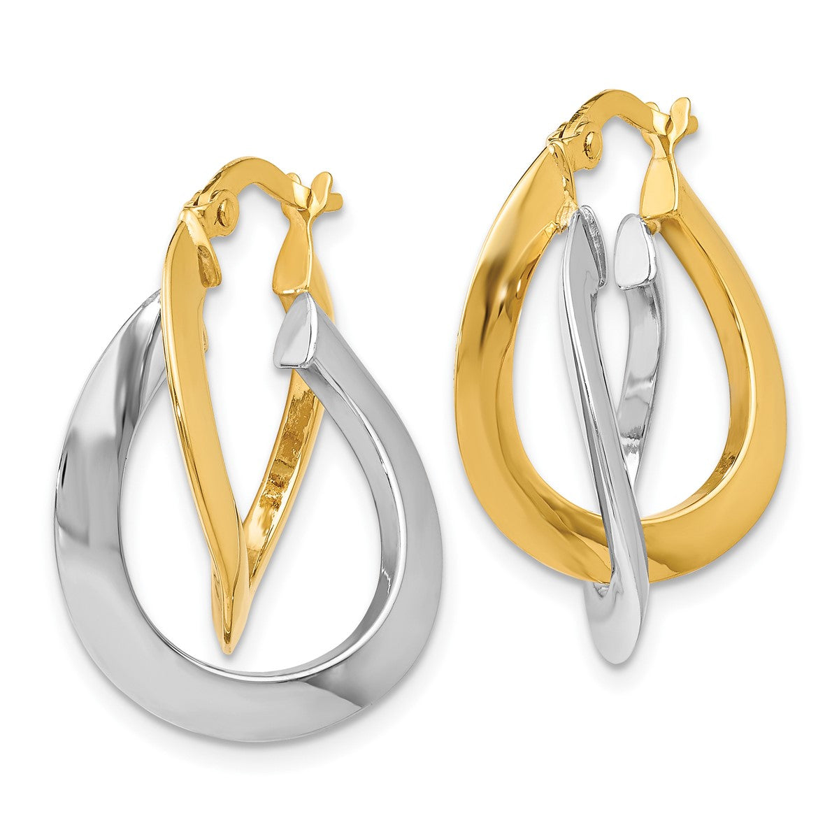 14K Two-Tone Gold Leslie's Women's 10mm Twisted Double Hoop Earrings