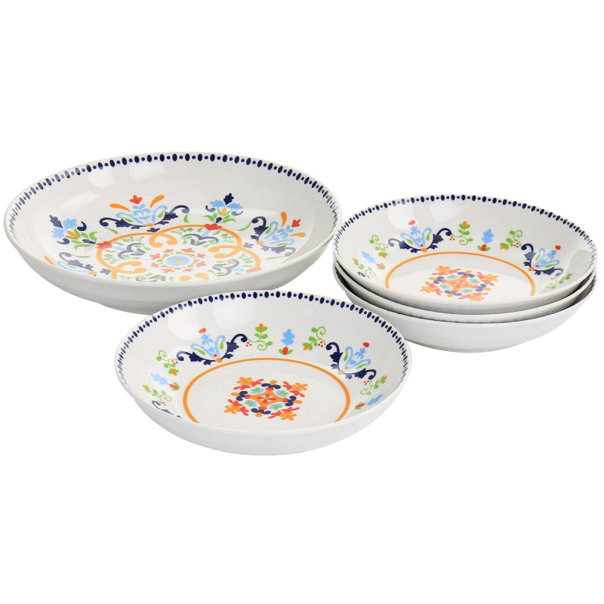 Gibson Home Tijuana Pasta Bowl Set (5-Piece) - White