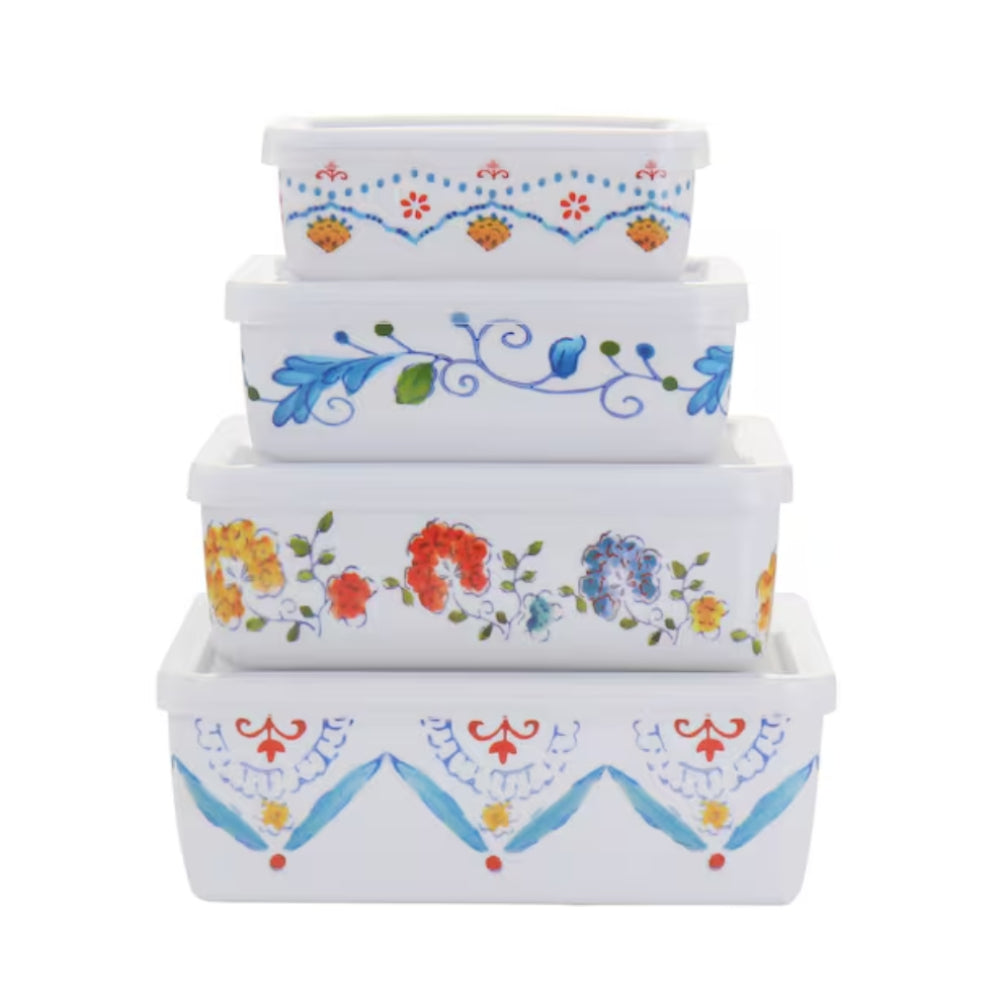 Gibson Home 8 Piece Anaya Rectangular Nesting Food Storage Set