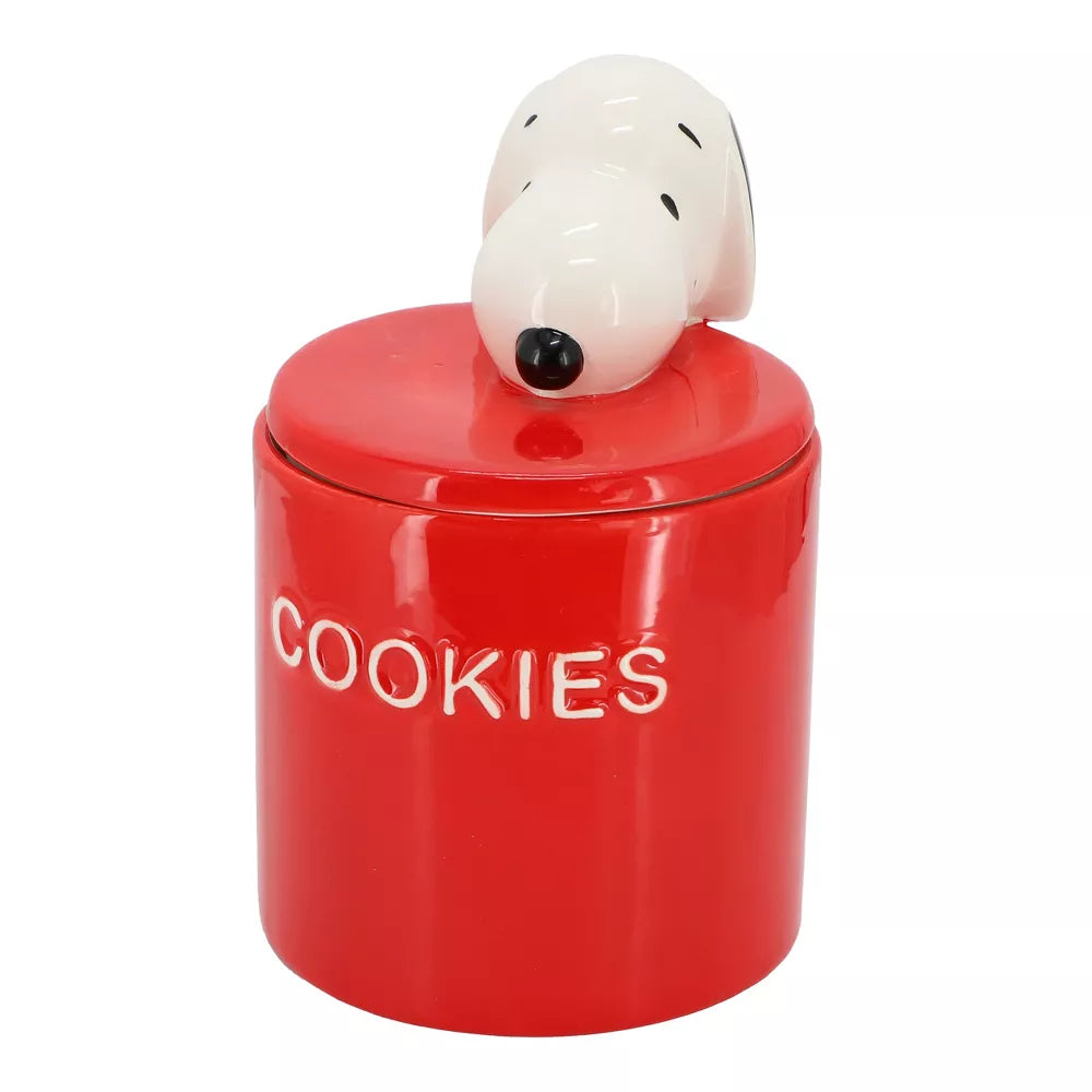 Gibson Peanuts Hello Cookies 8.2" Snoopy Cookie Jar with Lid - Red