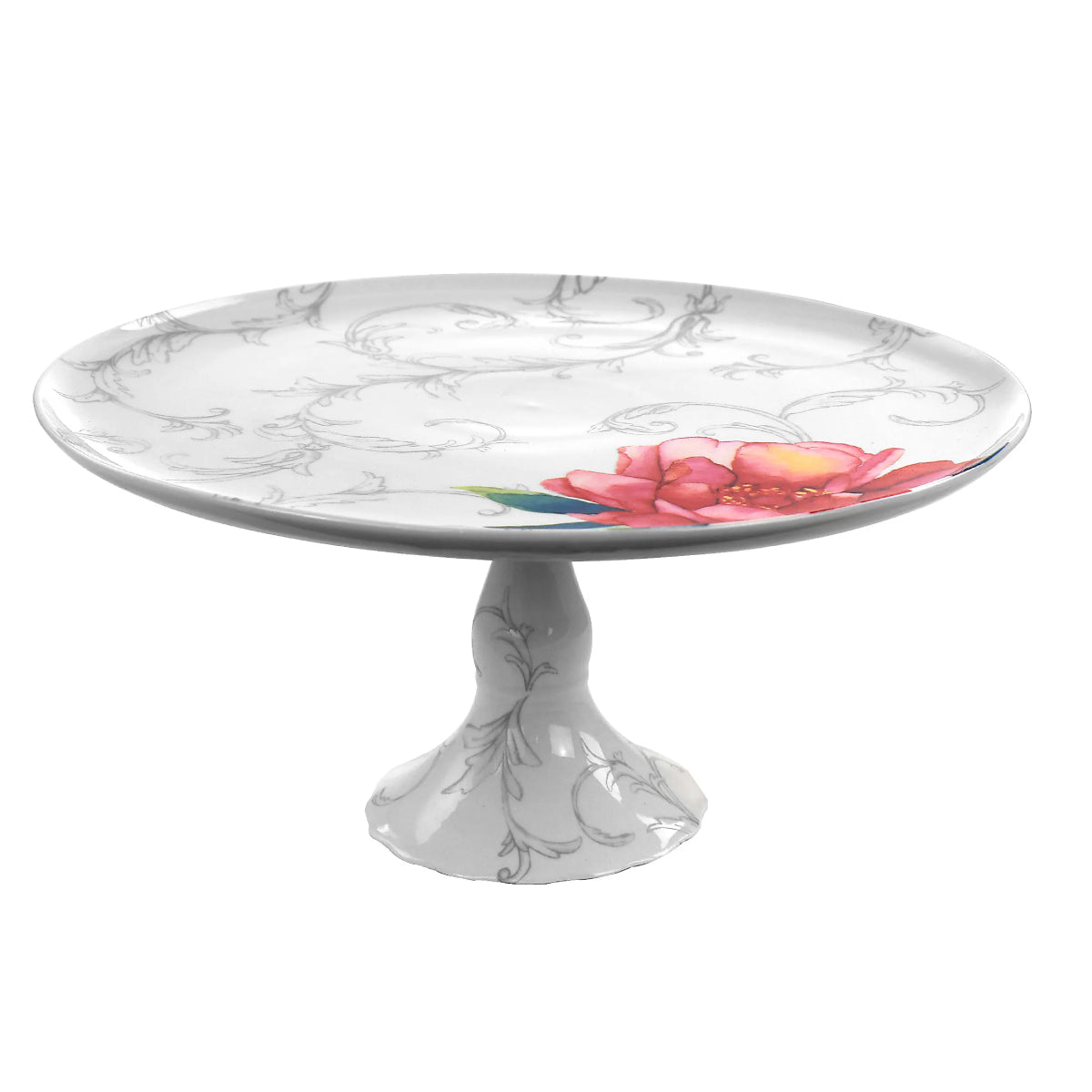 Martha Stewart 10.75" Peony Cake Plate - White