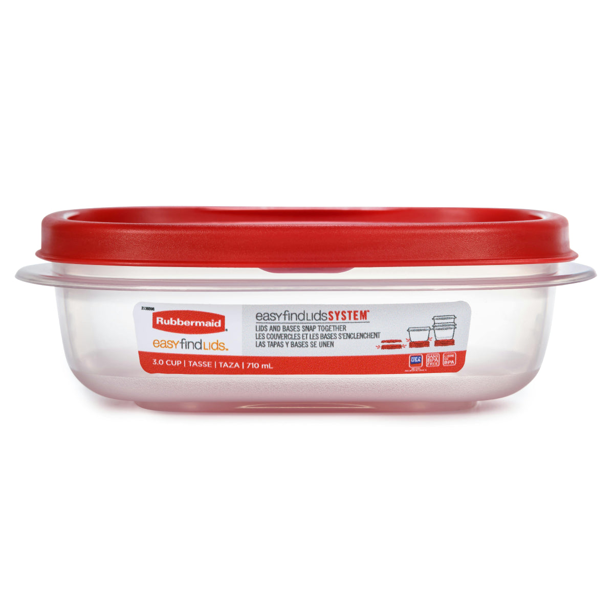Rubbermaid EasyFindLids Medium Square Food Storage Container with Vents - Red