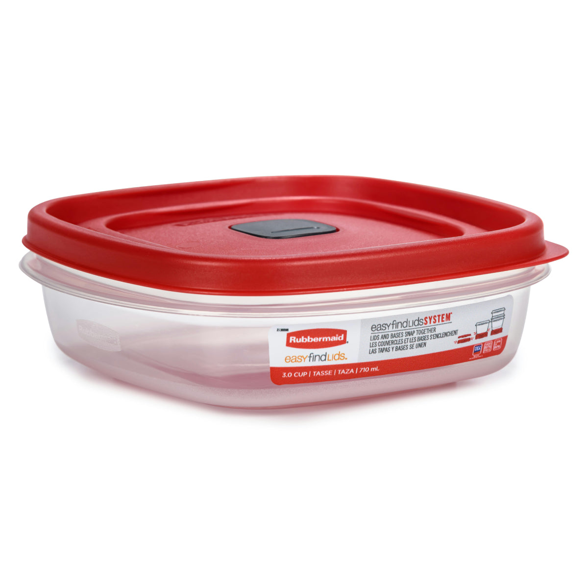 Rubbermaid EasyFindLids Medium Square Food Storage Container with Vents - Red
