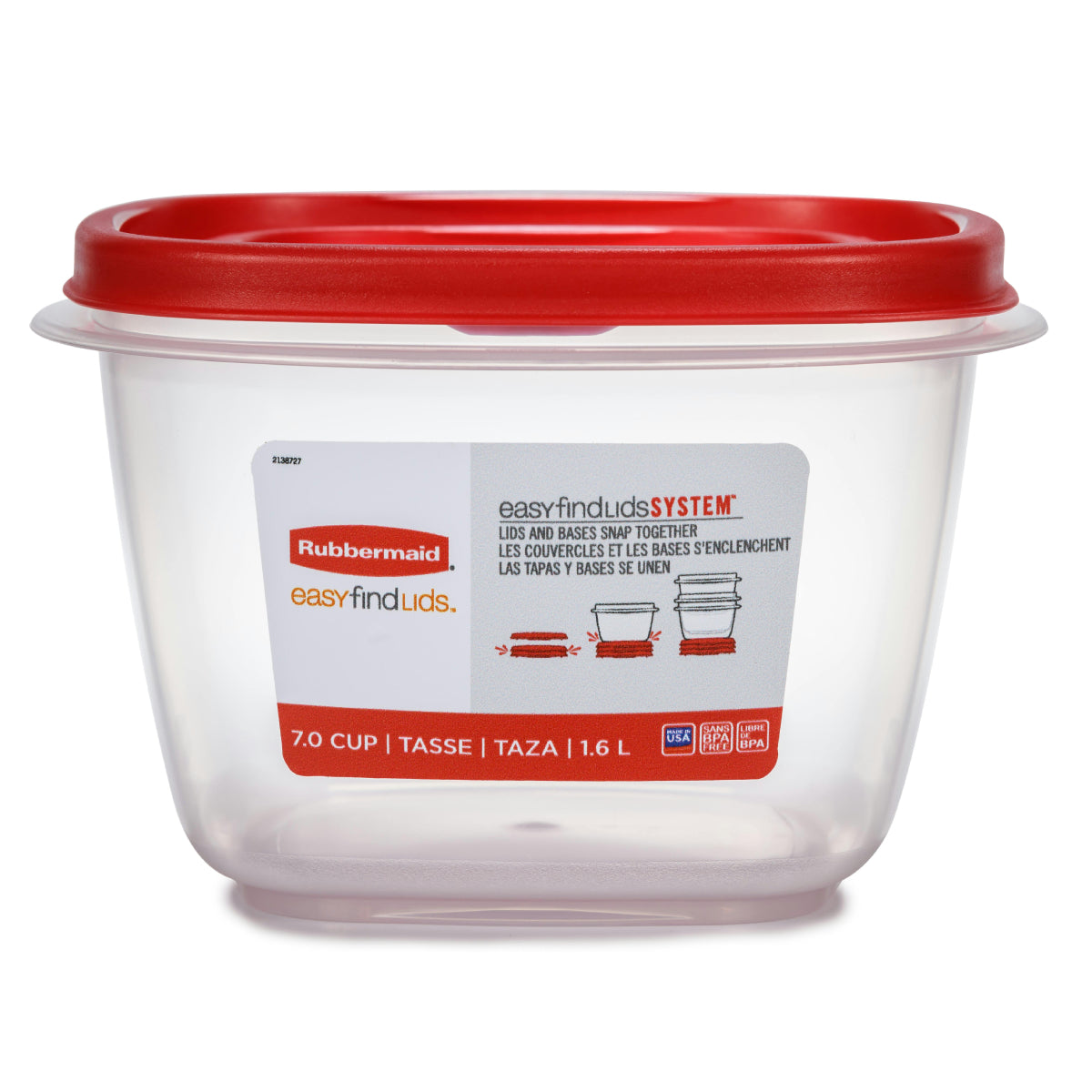Rubbermaid EasyFindLids Medium Square Food Storage Container with Vents - Red