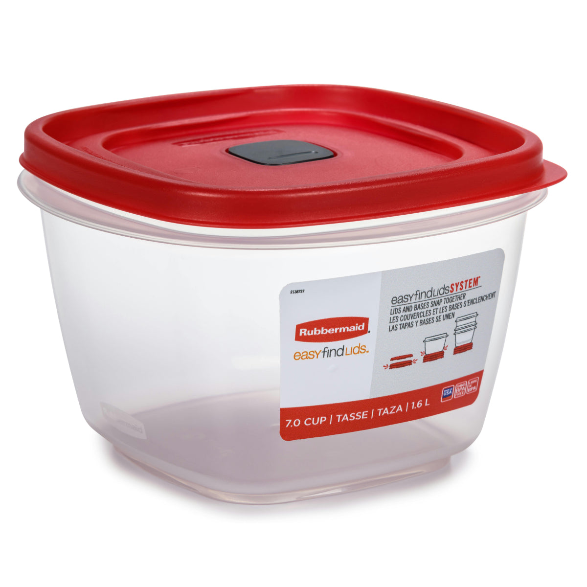 Rubbermaid EasyFindLids Medium Square Food Storage Container with Vents - Red