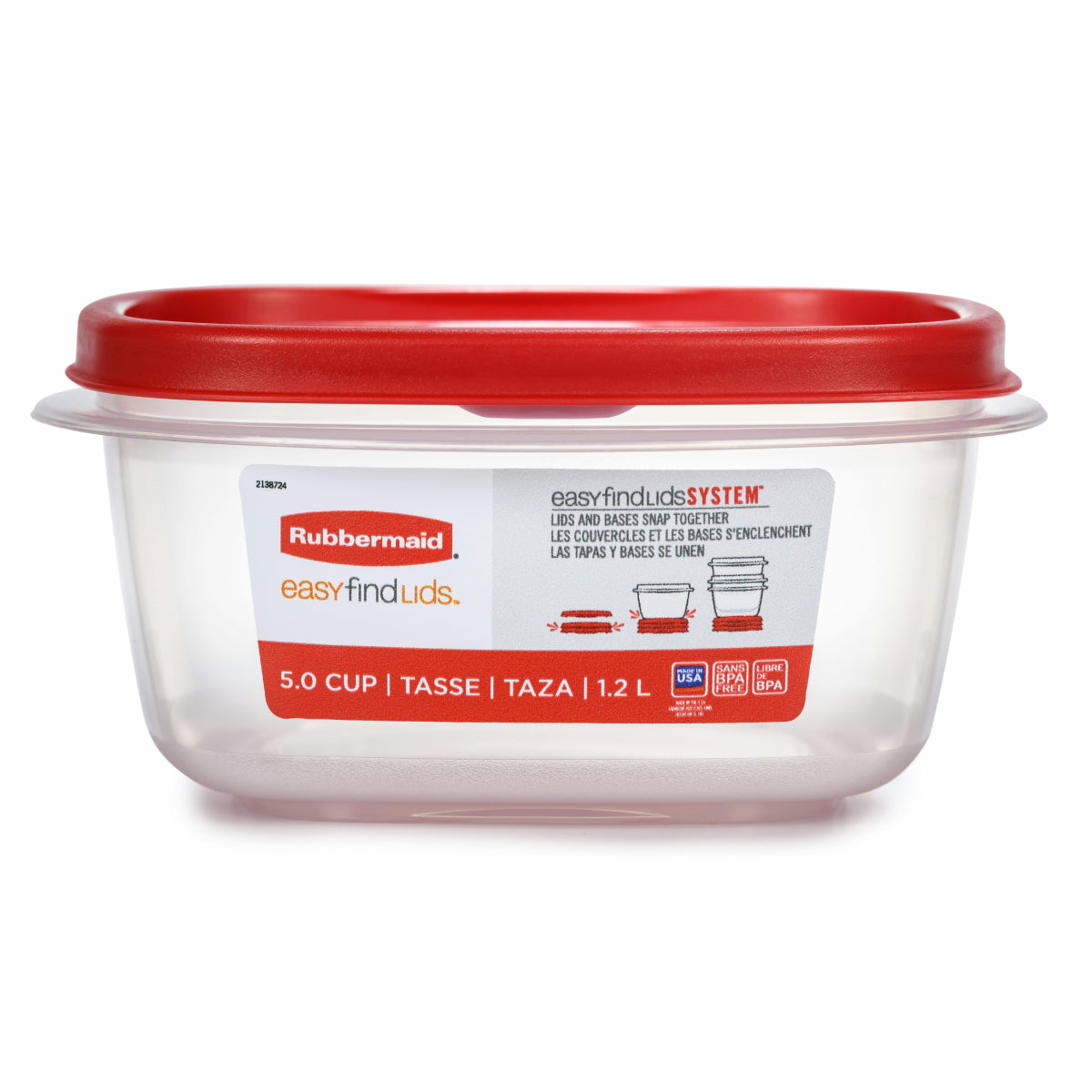Rubbermaid EasyFindLids Medium Square Food Storage Container with Vents - Red