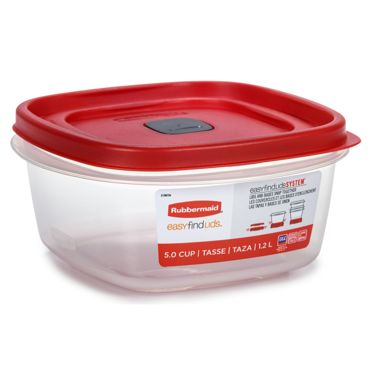 Rubbermaid EasyFindLids Medium Square Food Storage Container with Vents - Red