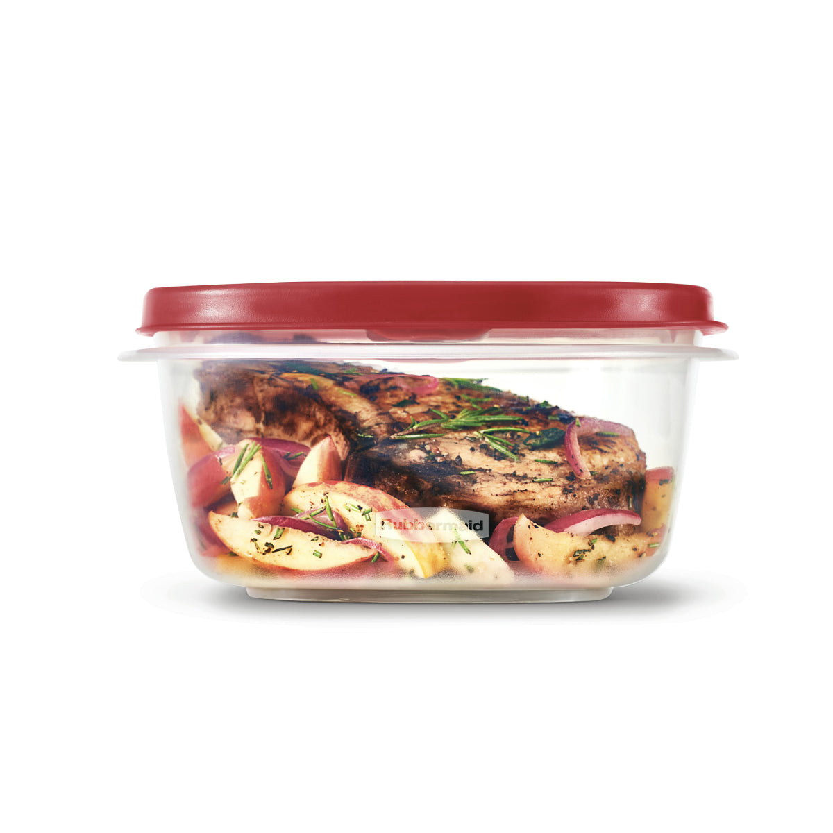 Rubbermaid EasyFindLids Medium Square Food Storage Container with Vents - Red