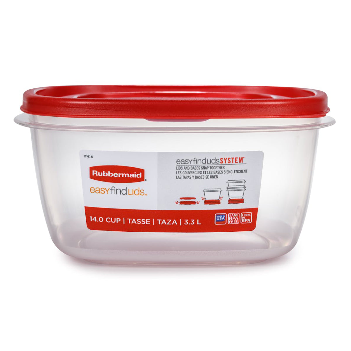 Rubbermaid EasyFindLids Large Square Food Storage Container with Lid - Red