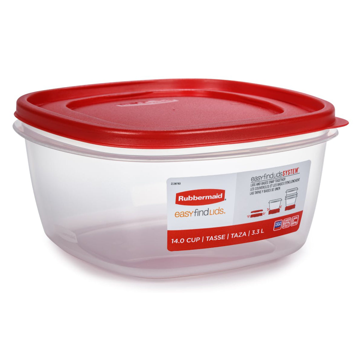 Rubbermaid EasyFindLids Large Square Food Storage Container with Lid - Red