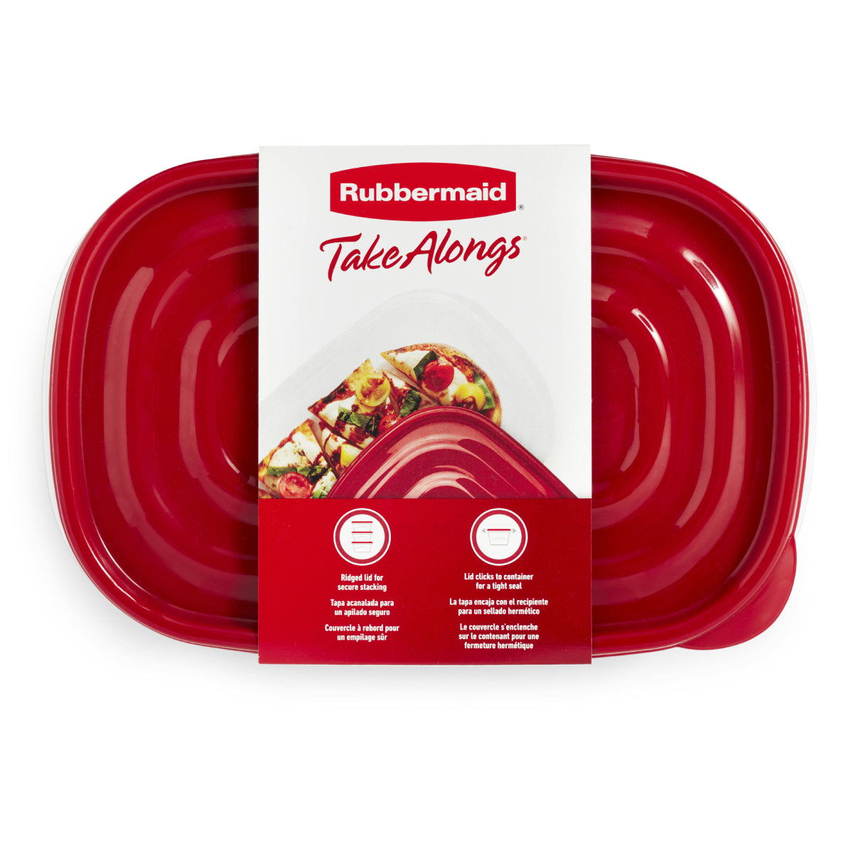 Rubbermaid TakeAlongs Medium Rectangular Food Storage Containers with Lids (3-Piece) - Red