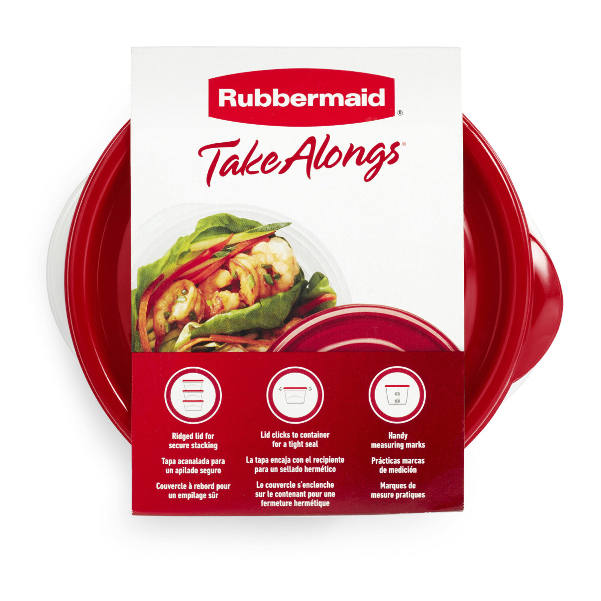 Rubbermaid TakeAlongs Bowl Food Storage Containers with Lids (4-Piece) - Red