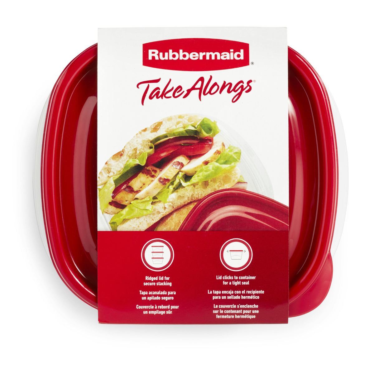 Rubbermaid TakeAlongs Medium Square Food Storage Containers with Lids (4-Piece) - Red