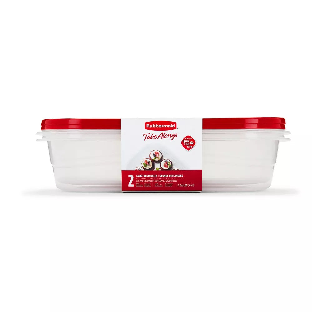 Rubbermaid TakeAlongs Large Rectangular Food Storage Containers with Lids (2-Piece) - Red