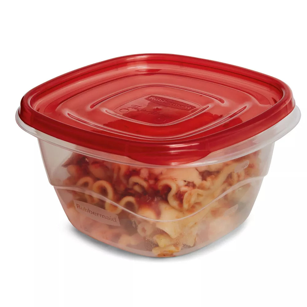 Rubbermaid TakeAlongs Deep Square Food Storage Containers with Lids (4-Piece) - Red