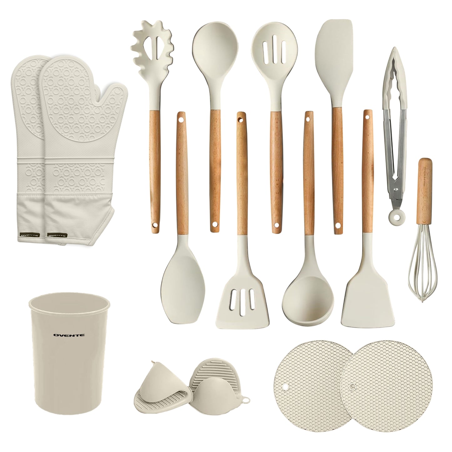Ovente Utensils 17 Pc Set - Cream