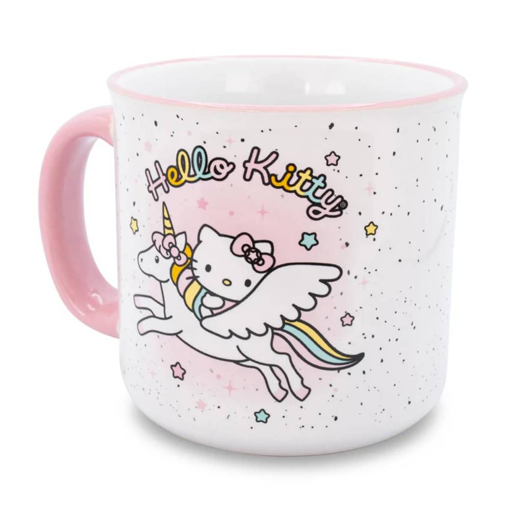Sanrio Hello Kitty 20 oz Unicorn Star Ceramic Camper Mug - Pink/White