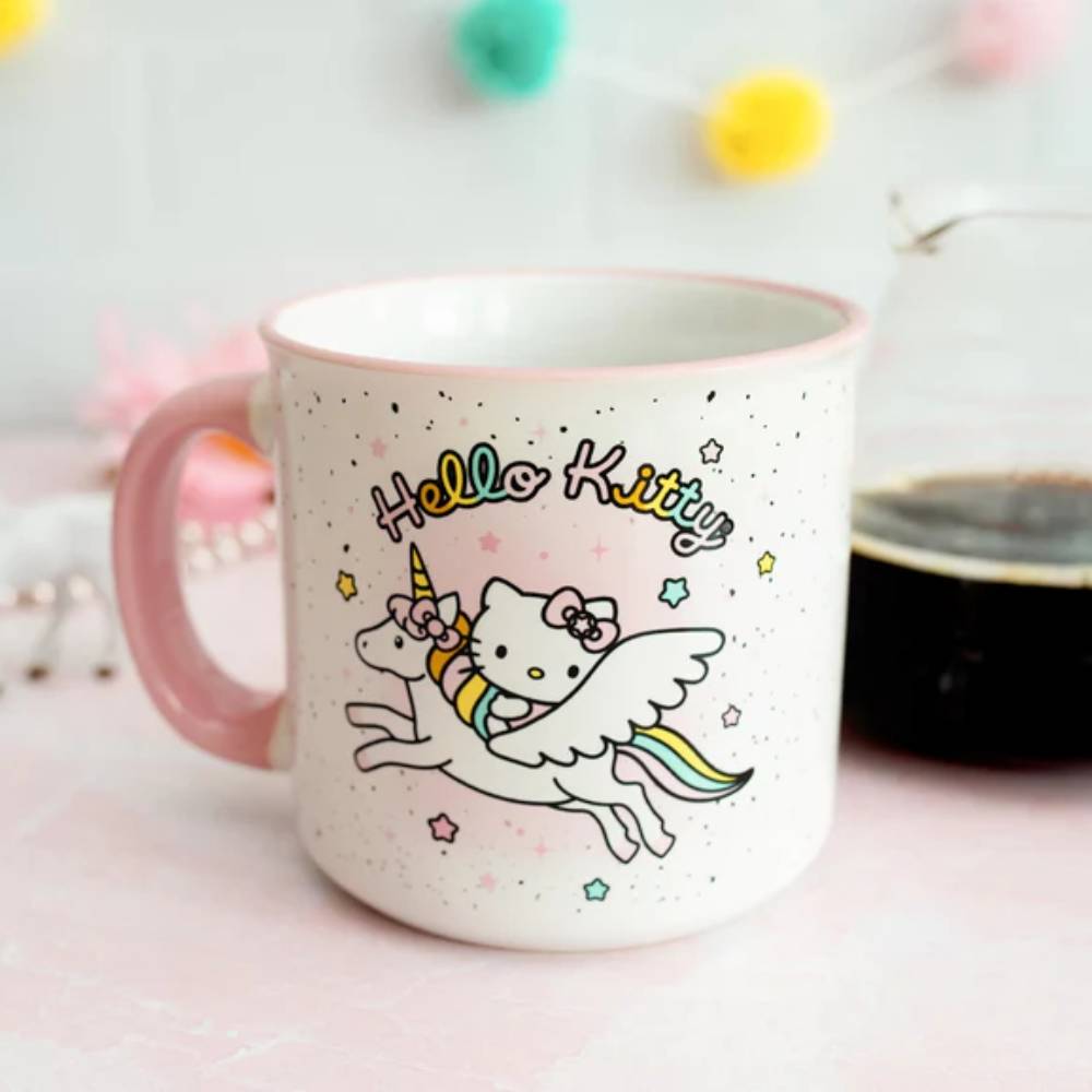 Sanrio Hello Kitty 20 oz Unicorn Star Ceramic Camper Mug - Pink/White