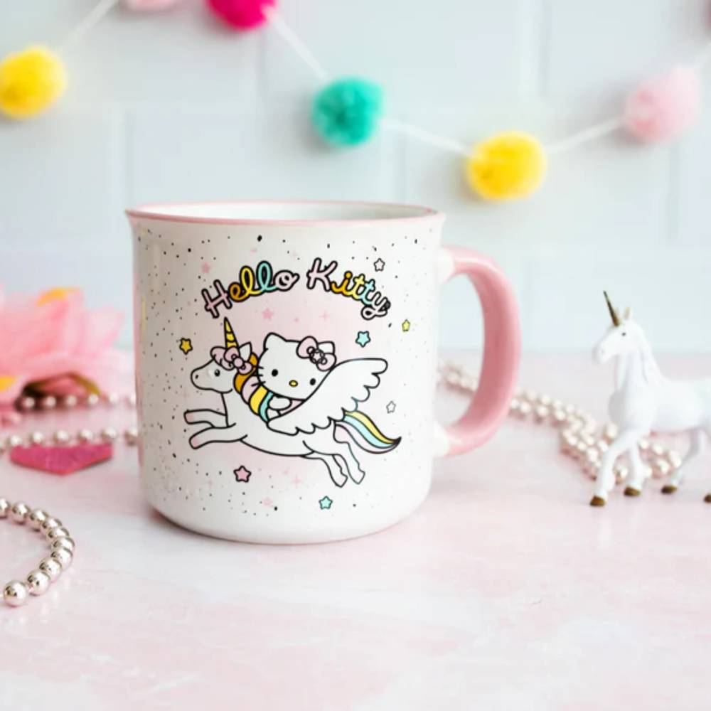 Sanrio Hello Kitty 20 oz Unicorn Star Ceramic Camper Mug - Pink/White