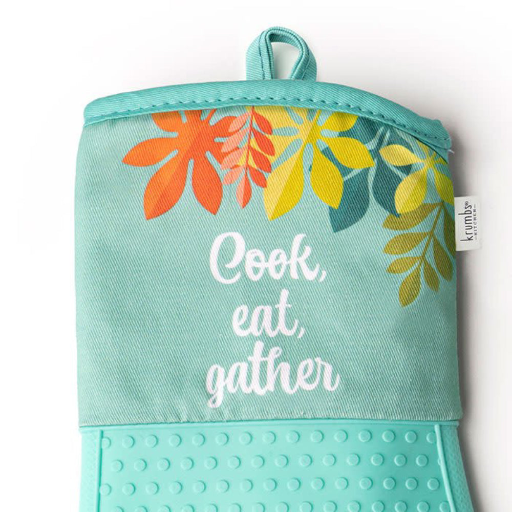 Krumbs Kitchen Homemade Happiness Oven Mitts - Blue