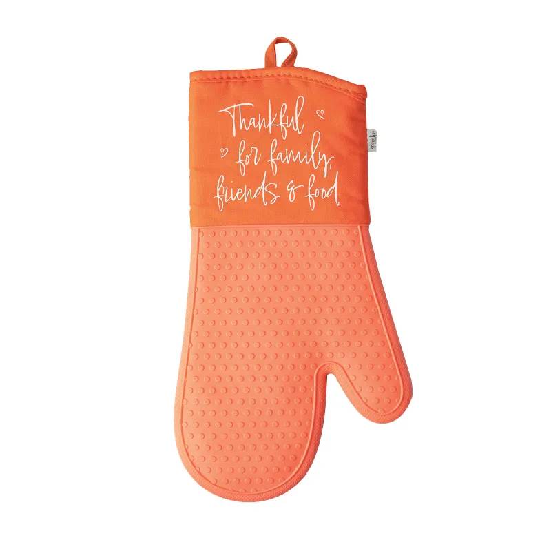 Krumbs Kitchen Homemade Happiness Thankful Oven Mitts - Orange
