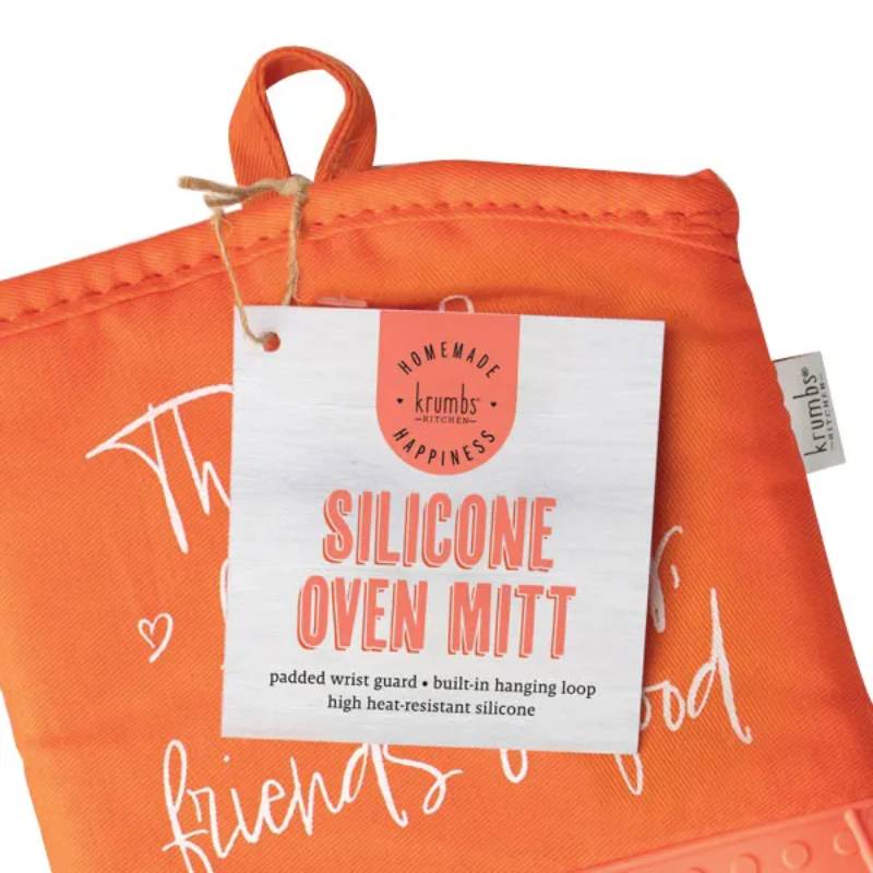 Krumbs Kitchen Homemade Happiness Thankful Oven Mitts - Orange
