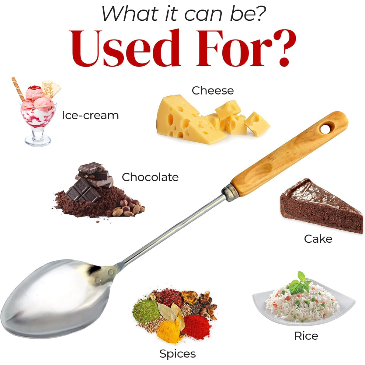 Alpine Cuisine 13" Spoon with Wood Handle - Brown/Silver