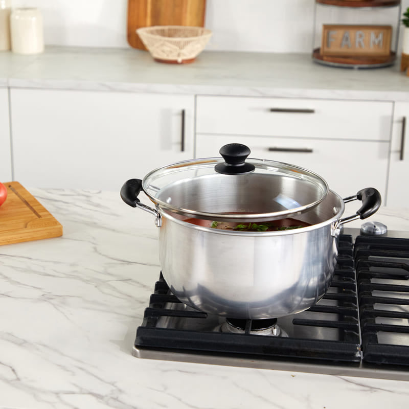 IMUSA 4 qt Sauce Pot with Glass Lid and Cool Touch Handles - Silver