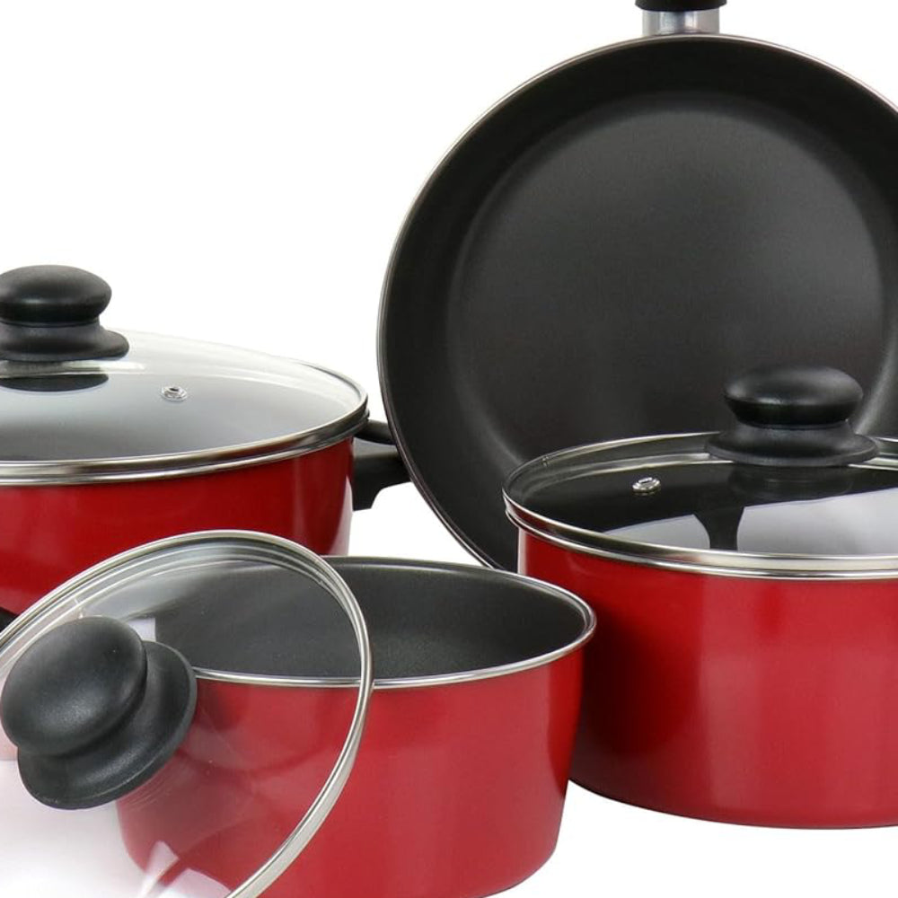 Gibson Home Armada Nonstick Cookware Set (7-Piece) - Red/Black