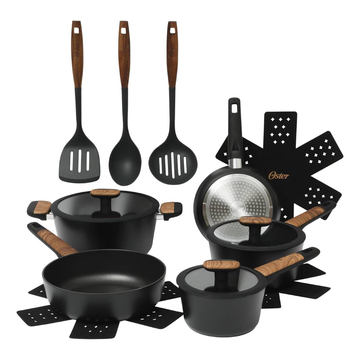 Oster Platinum Oxburg Cookware Set (14 Pieces) - Black
