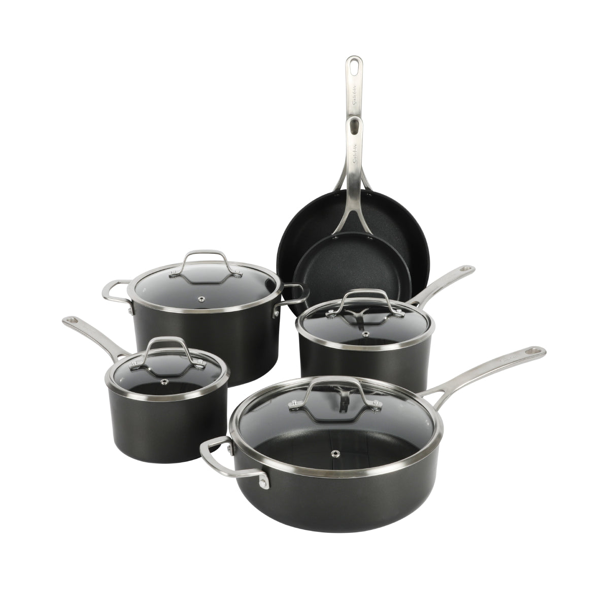 Gibson Sur La Table Nonstick Cookware Set with Glass Lids - Black
